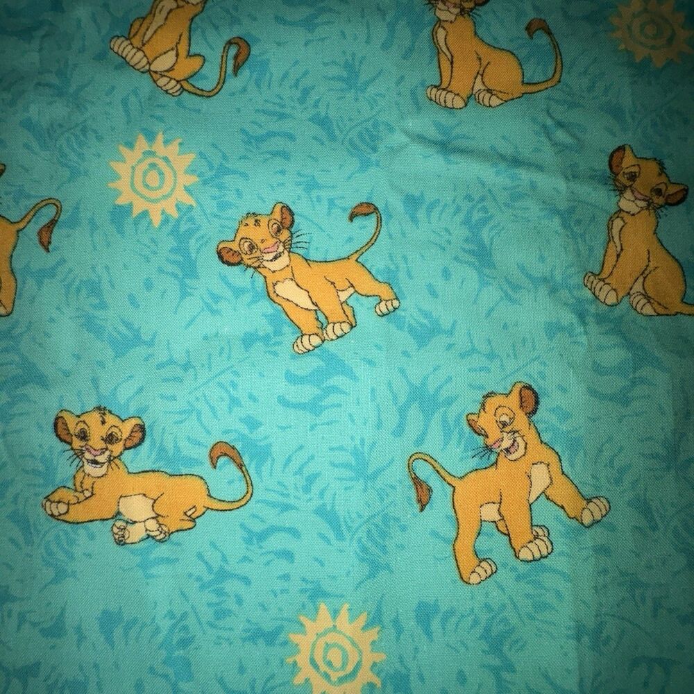 Lion King Baby Simba Cotton Fabric Springs Industries 2 YDS Aqua Blue 44 x 78